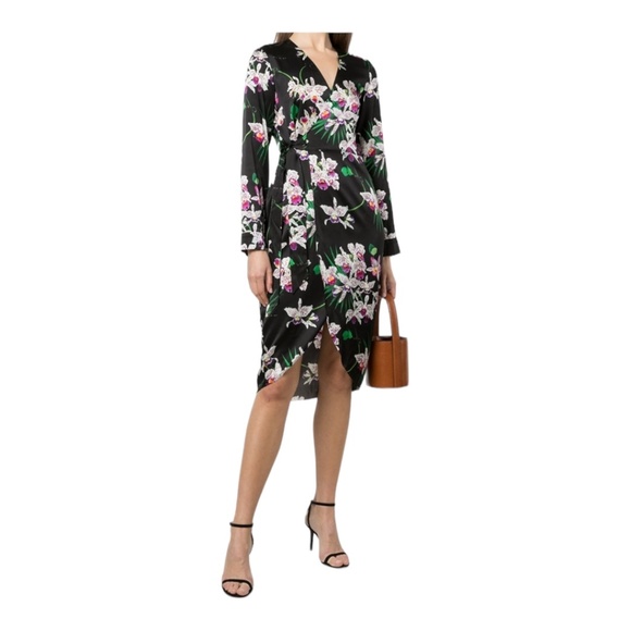 Fleur Du Mal Silk Orchid Print Wrap Dress